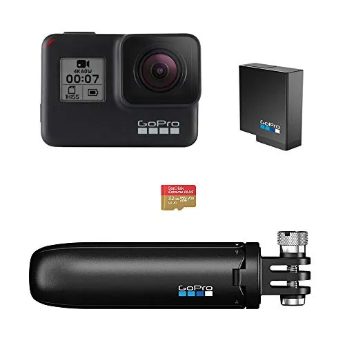 GoPro Pacchetto HERO7 Black - include Shorty, batteria di riserva e scheda di memoria da 32 GB
