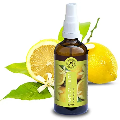 Olio Anti Cellulite 100ml - Olio da Massaggio Naturale Puro al 100% con Olio di Semi D'Uva - Jojoba e Pesca - Olio Essenziale di Limone - Olio di Lavanda - Olio per il Corpo Contro la Cellulite