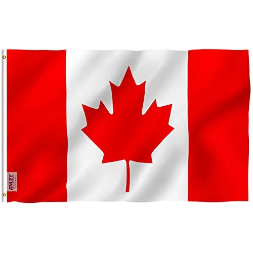 Anley Fly Breeze 3x5 Piedi Bandiera Canada - Colore Vivido e Resistente Ai Raggi UV - Testata in Tela E Doppie Cuciture - Bandiera Nazionale Canadese Poliestere Anelli Ottone 3 X 5 Piedi