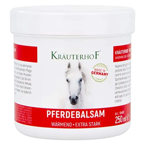 Betz Balsamo per cavalli riscaldante Kräuterhof Extra Strong 250 ml (la confezione può variare)