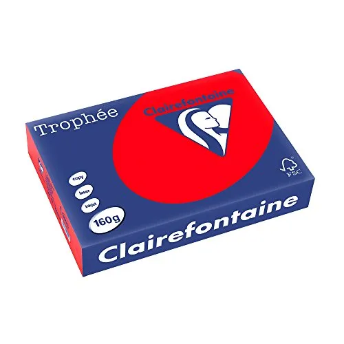 Clairefontaine Trofeo 1004 – Risma di 250 fogli carta 160 g Formato A4 Rosso