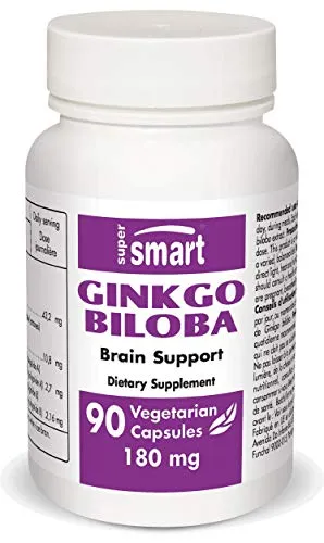 Supersmart MrSmart - Nutrizione cerebrale - Ginkgo Biloba - Estratto standardizzato (50:1): contiene il 24% di ginkgoflavonglicosidi. 60 mg, 90 capsule.