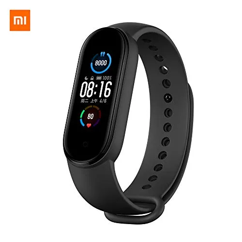 NIUBILITY Newest Xiaomi Mi Band 5, Smart Watch e Fitness Tracker, con cardiofrequenzimetro 125 mAh, 1.1"Schermo AMOLED a Colori, Bluetooth 5.0- Nero