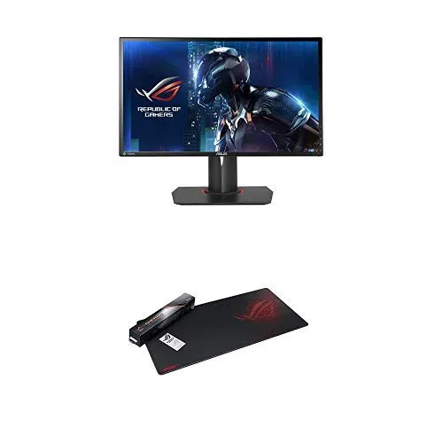 Asus ROG SWIFT PG248Q Monitor Gaming 24", FHD, 1920 x 1080, 1 ms, Fino a 180 Hz, DP, HDMI, USB 3.0 + ROG Sheath Tappetino Gaming per Mouse XXL, Nero/Rosso