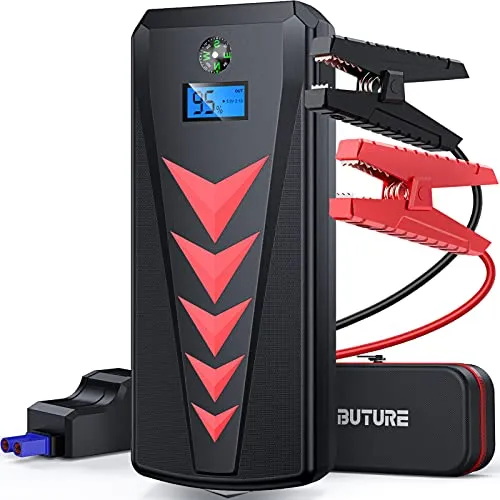 BuTure Avviatore Batteria Auto, 2000A 22000mAh Avviatore di Emergenza con Caricabatteria per Auto, Uscita DC e Doppia USB (Motori Fino a 8.0L Gas o 8.0L Diesel) (NERO)