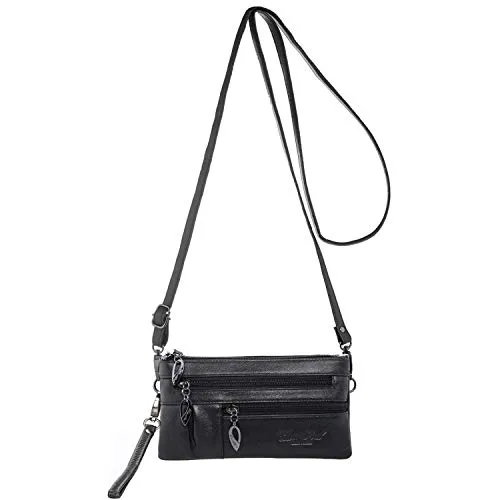 katloo Borsa della Frizione da Donna Borsa da Polso in Vera Pelle Portafoglio da Polso Mini Borsa a Tracolla Borsa per Cellulare Crossbody Borsetta Clutch Portafoglio con Tracolla Cinturino da Polso