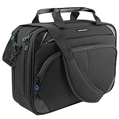 KROSER Borsa del Portatile 15,6 Pollici a Tracolla per Laptop Custodia per Computer Idrorepellente con Tasche RFID per Affari/Università/Donne/Uomini-Nero/Blu