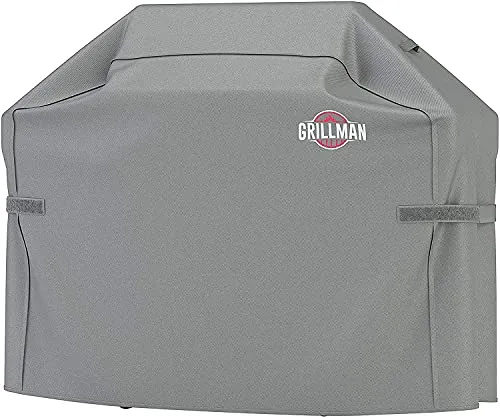 Grillman Premium Copertura per Barbecue, Copertura per Barbecue a Gas per Weber, Brinkmann, Char Broil ETC. Resistente agli Urti, ai Raggi UV e all'Acqua (60 inch / 152 cm, Grigio)