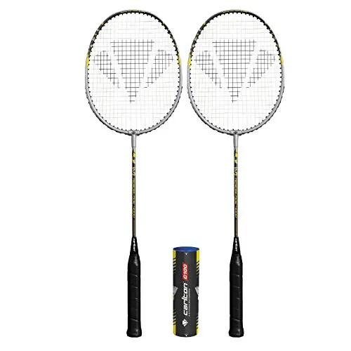 DUNLOP Carlton Aeroblade Racchetta da badminton x 2 + 6 volani (vari modelli disponibili) (Aeroblade Grey 4000 x 2)
