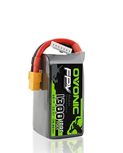 OVONIC 4S LiPo Batteria 100C 1300 mAh 14,8V FPV Batteria con connettore XT60 per FPV Racing RC Quadricottero Elicottero Aeroplano Multi-Motore Hobby Parti Fai-da-Te