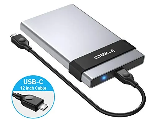 ineo Custodia Externa per Disco Rigido USB 3.1 Tipo C Gen 2 (10Gbps), Case Externo Alluminio, per Hard Disk Drive SSD Sata da 2,5'' da 9,5 mm e 7 mm [C2561c tipo c]