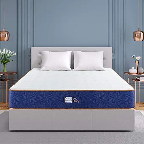 BedStory - Materasso singolo da 0,9 m, materasso a molle insacchettate con memory foam, spessore medio 22,9 cm, certificato OEKO-TEX (90 x 190 x 23 cm)
