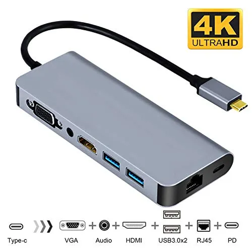 Hub USB C, lc-dolida 7 in 1 tipo C a HDMI VGA Ethernet compatibile Samsung Dex desktop per Galaxy S9/S8/Note 9/8, Nintendo interruttore adattatore