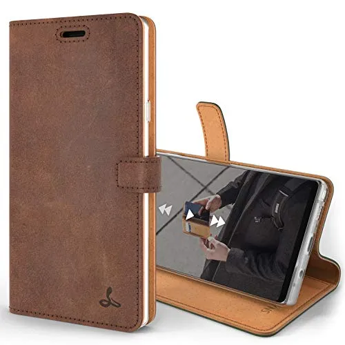 Snakehive Custodia Samsung Galaxy Note 9 Compact di Custodia a Portafoglio in Pelle Nubuck con Fessura per Carte di Credito e Banconote - (Marrone)