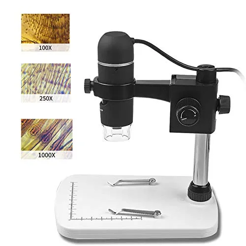 WFGZQ Microscopio USB con Ingrandimento, 5.0MP Microscopio Digitale Palmare 1080P Microscopio Fotocamera con Supporto Base Professionale Vista con 8 Luci A LED, per Windows, Mac