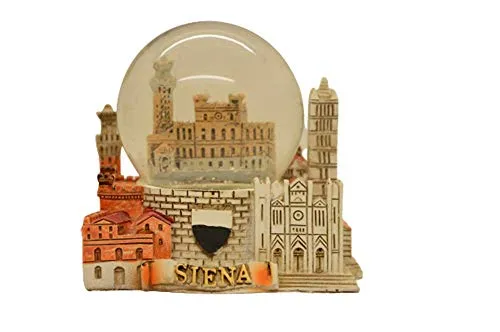 Palla di neve souvenir di Siena, con base in resina con monumenti della città, souvenir Italia (sfera 45mm)