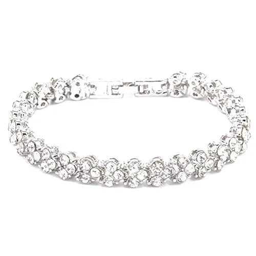 Ruluti di Matrimonio Bracciali Bracciale Tennis Taglio Rotondo Diamante Braccialetto di Cristallo per Nuziale Donne