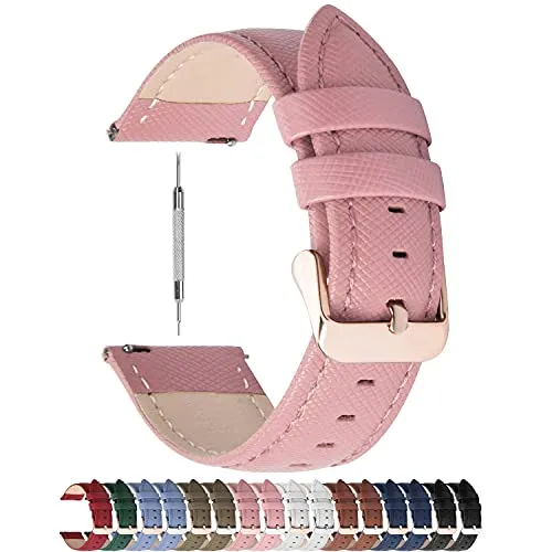 Cinturino per Orologio, Fullmosa Cross Cinturini in Pelle 18mm, Cinturino Orologio a Sgancio Rapido, per LG Watch Style/huawei watch 1/Asus Zenwatch 2 1.45",per Uomo / Donna, 18mm Rosa