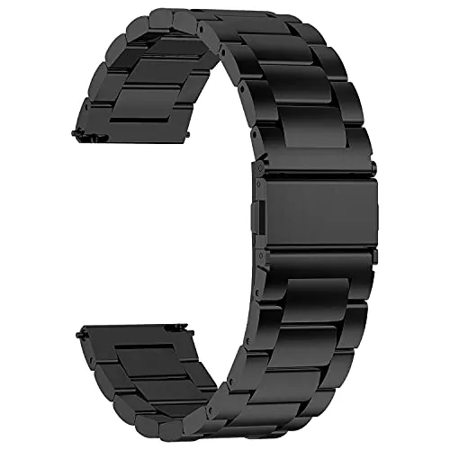 Fullmosa Cinturino 20mm Orologio e Smartwatch, Cinturini in Acciaio Inossidabile, Compatible con Amazfit GTS 3/2 mini/2/2e, Huawei Watch GT 3/2 42mm, Garmin Vivoactive 3, Samsung Galaxy Watch, Nero