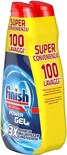 Finish Powergel, Gel Detersivo per Lavastoviglie Liquido, Multiazione, Brillantezza e Protezione, 100 Lavaggi, 2 Confezioni da 50 Lavaggi