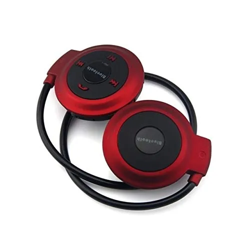 Wangmeng SyNVAHVA Lettore MP3 Cuffia Bluetooth, Senza Fili Lettore mp3 con Radio FM, Stereo Auricolare TF Card MP3 Max a 32GB (Color : Red)