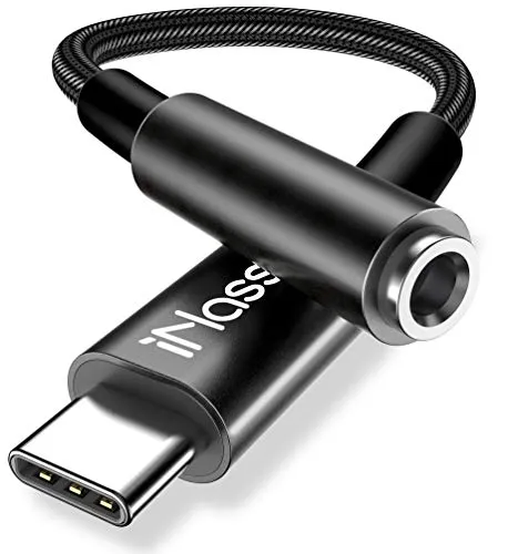 iNassen Adattatore USB C a 3,5 mm Cuffie USB-C Tipo C a 3,5 mm Jack Cavo AUX Audio Connettore Compatibile per Huawei P30 Pro/P20 /Mate 20/10 Pro, Xiaomi Mi 8/9,OnePlus 7/7T,Google Pixel 3/3 XL-Nero