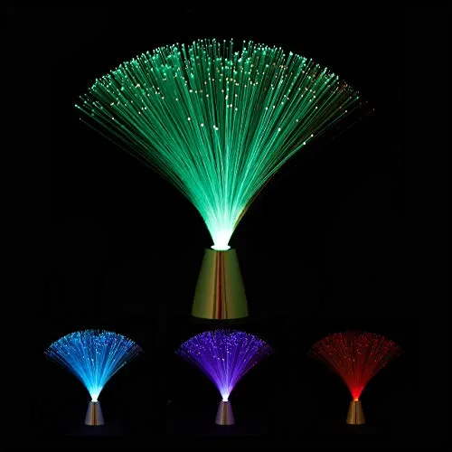 Relaxdays 10023771 Lampada a Fili in Fibra Ottica, Cambia Colore, LED dal Design Retrò, Effetti Luci Multicolore, 33 Cm, Colorata