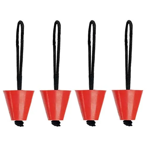 NaiCasy Kayak Spine Barca Scupper Stopper Kayak Scarico Tappo di Scarico Fori Tappo ad Incastro Maschio con Laccio per Kayak Canoa Red 4PCS