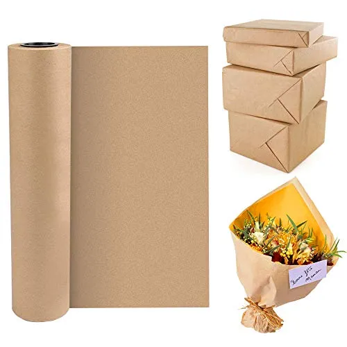 BUZIFU Rotolo di Carta Kraft di Natale 30cmx30 Metri Carta Imballaggio Marrone Rotoli Carta Regalo Natalizia Carta da Regalo Riciclata Naturale per Confezioni Regalo Confezioni Floreali e Artigianato