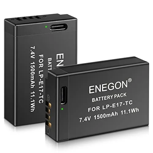ENEGON LP-E17 - Batteria per Canon Rebel SL2, T6i, T6s, T7i, EOS M3, M5, M6, EOS 200D, 250D, 77D, 750D, 760D, 800D, 800D, 8000D, KISS X8i, RP Digital SLR