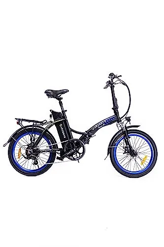 Argento Piuma+, Bicicletta Elettrica da Città Pieghevole Unisex Adulto, Blu, 42