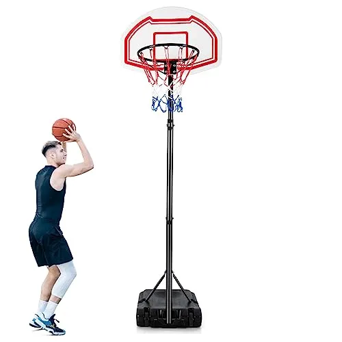 COSTWAY Canestro da Basket Portatile, Canestro Basket Regolabile in Altezza con 2 Retine, Base Riempibile, 2 Ruote, Tabellone da 73CM e Canestro da 41CM, Canestro Basket da Esterno