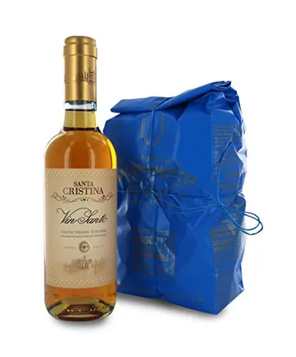 Scatola Regalo con Cantucci di Prato e Vin Santo, Biscotti: 500g / Vinsanto: 375ml