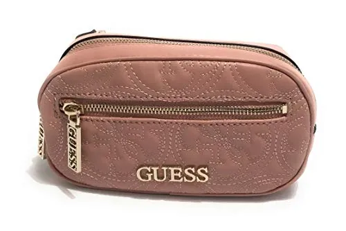 Guess Borsa marsupio Manhattan mini Belt Bag ecopelle rosa blush multi logo trapuntato