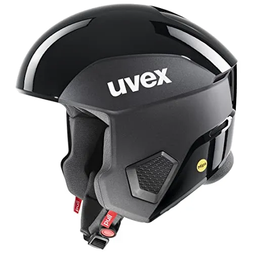 uvex invictus MIPS, casco da sci robusto unisex, sistema MIPS, imbottitura per le guance in caso d’emergenza, black, anthracite matt, 60-61 cm
