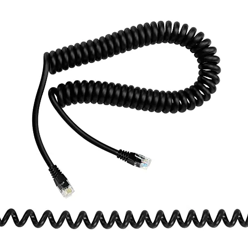 RIIEYOCA Cavo telefonico a spirale RJ12, cavo telefonico retrattile da maschio a maschio 6P6C, estensibile fino a 1,5 m