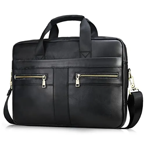 KSIBNW Ventiquattrore Uomo per 15,6pollici, Regalo Uomo,Borse 24 Ore Uomo in Vera Pelle,Borsa per Laptop PC Portatile,Borsa Business Borsa da Lavoro Ufficio Retro Tempo Libero Moda in Ufficio(Nero)