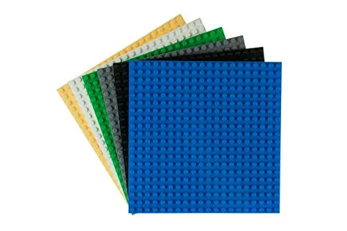 Strictly Briks - Classiche basi per Costruzioni - 100% compatibili con Tutte Le Principali Marche - per Costruire Torri, tavoli ECC - Nero, Blu, Grigio, Verde, Sabbia, Bianco - 15 x 15 cm