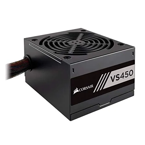 Corsair VS450 Alimentatore da 450 W, PFC Attivo, Certificazione 80 PLUS, 150mm x 86mm x 125mm, Nero