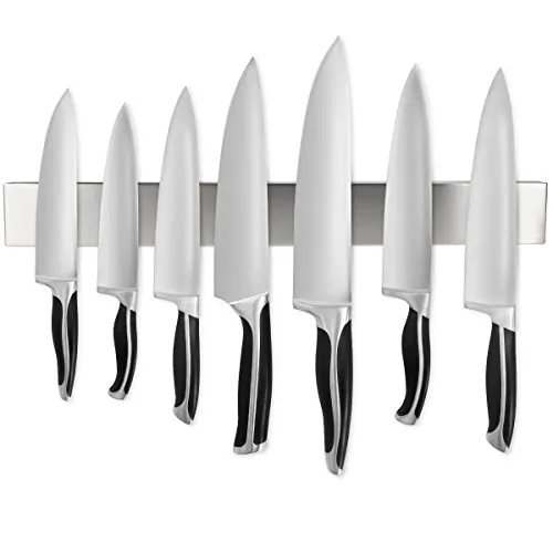 Portacoltelli magnetico da parete in acciaio inox con doppia barra per coltelli, utensili da cucina Bello 40 cm 304 Stainless Steel