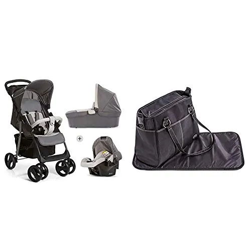 Hauck Shopper Slx Trio Set Carrozzina 3 in 1, Incluso Seggiolino Gruppo 0, Passeggino Sportivo, Pres + Hauck City Borsa Fasciatoio, Nero