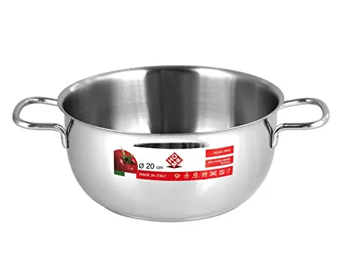 Home in Rombo Home Casseruola Inox Due Manici Cm20 Pentole E Preparazione Cucina, Acciaio Inossidabile, 20 cm