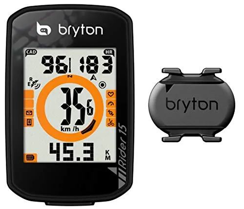 Bryton Rider 15C con Sensore di Cadenza, Nero, Taglia Unica