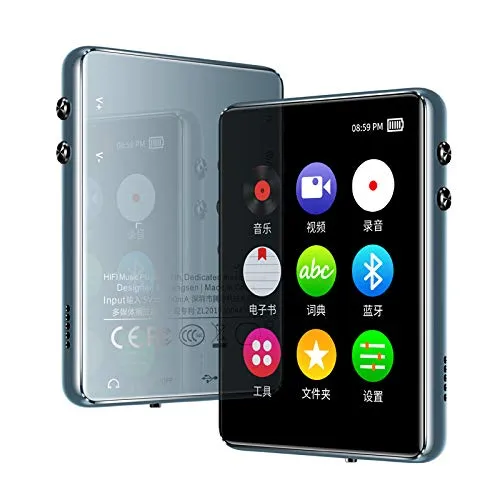 Originale lettore MP3 in metallo Bluetooth 5.0 touch screen 2,4 pollici altoparlante incorporato 16G con e-book radio registrazione video riproduzione