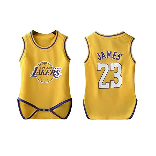 PAOFU-Body da Unisex Neonato Body in Maglia con Ventaglio Lebron James NBA Los Angeles Lakers # 23,Giallo,6~15 Months