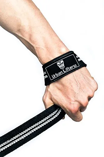 Urban Lifters Weight Lifting Straps, Heavy Duty Straps with Thick Padded Neoprene. Non Slip Material Bodybuilding, Powerlifting, Weightlifting, Crossfit & Deadlifts. Sold as Pair. (Black/White)