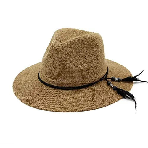 Cappello da Sole Selvaggio Casual Moda, Cappello Panama a Tesa Larga Regolabile, TBR@AKL, Cachi, Regolabile
