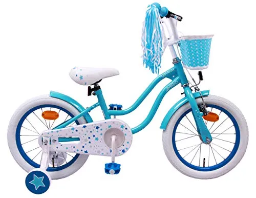 AMIGO - Superstar - Bicicletta Bambini - 16'' (per 4-6 Anni) - con stabilizzanti - Blu