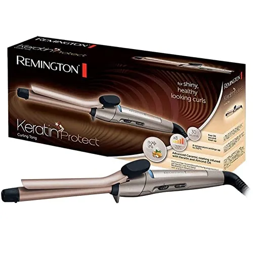 Remington Arricciacapelli, professionale, rivestimento in cheratina di ultima generazione + olio di mandorle, ricci morbidi ed elastici, 19 mm diametro, Keratin Protect CI5318