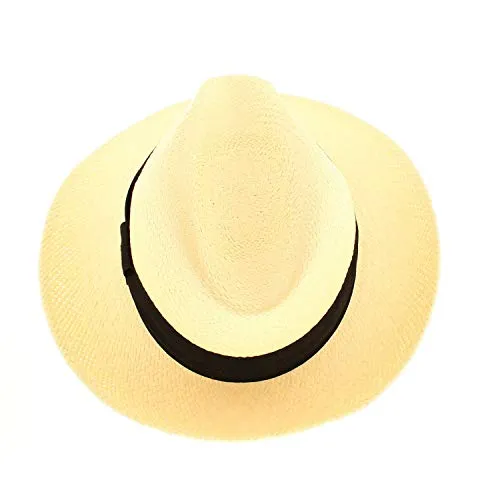 Votrechapeau Panama, cappello Fedora, con bordo rialzato bianco 57 cm